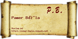 Pamer Béla névjegykártya